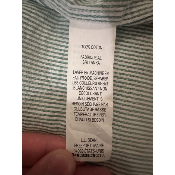LL Bean Traditional Fit Mens Large Reg Cotton Short Sleeve Button Up Shirt Green - Picture 4 of 5